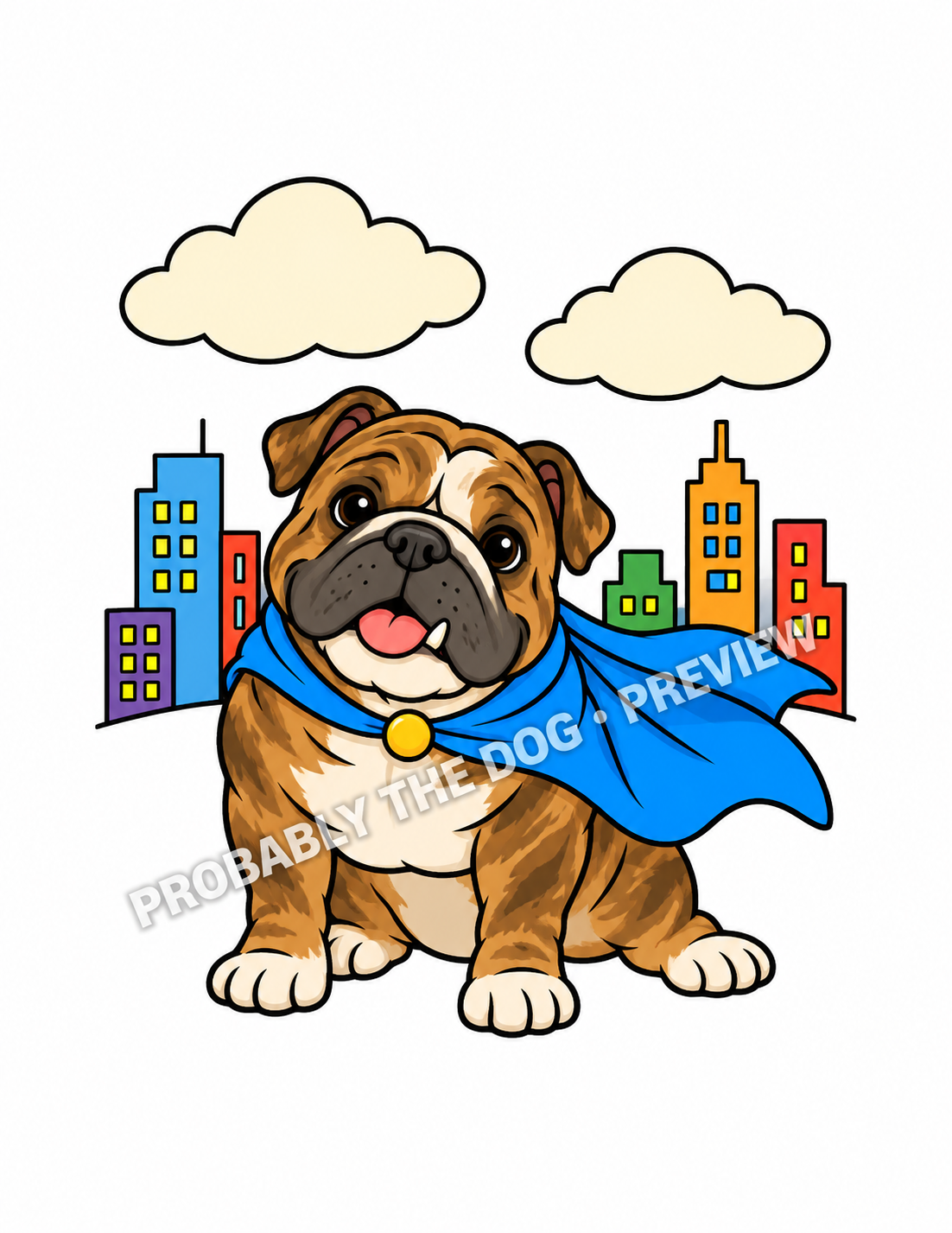 Watermarked color inspiration for Meatball the superhero, based on a coloring-book page